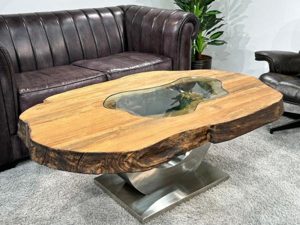 Außergewöhnlicher Couchtisch Fusion aus Holz