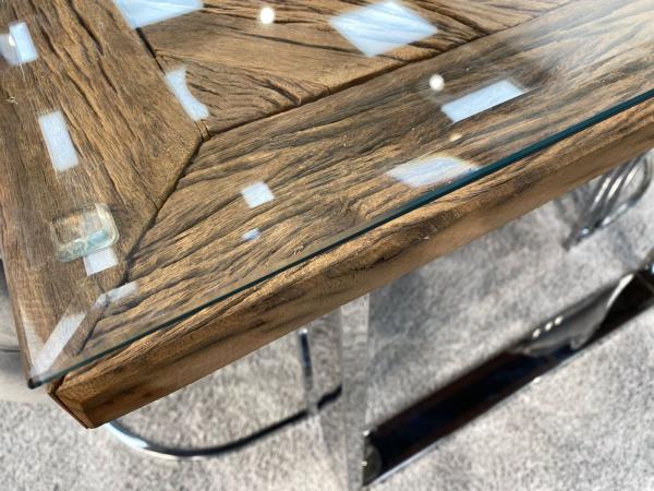 Ovaler Esstisch aus Altholz