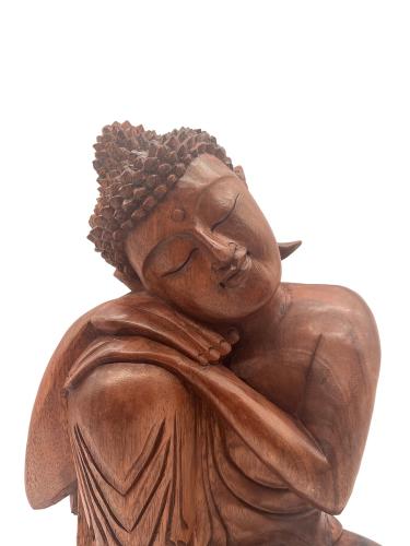 Handgeschnitzte Deko-Skulptur Buddha L aus Massivholz