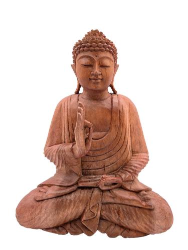 Handgeschnitzte Holzfigur Meditierender Buddha M