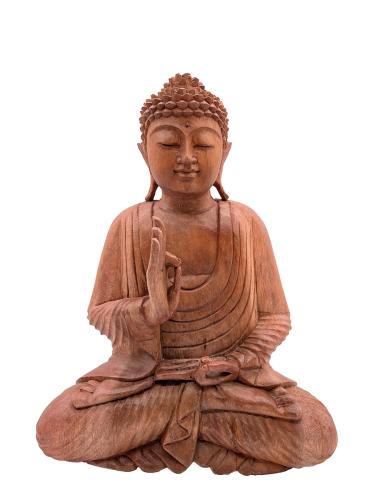 Handgeschnitzte Holzfigur Meditierender Buddha M