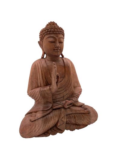 Handgeschnitzte Holzfigur Meditierender Buddha M