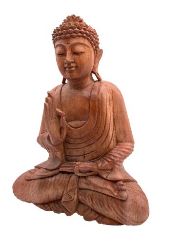 Handgeschnitzte Holzfigur Meditierender Buddha M