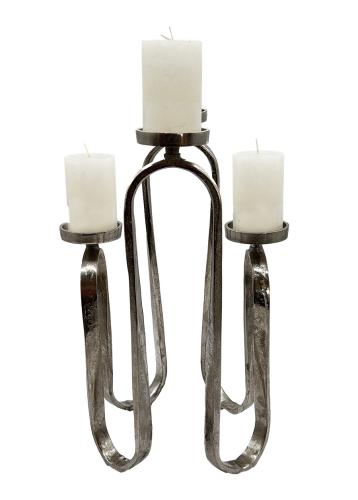 Kerzenständer aus Aluminium in silberner Optik für 4 Kerzen