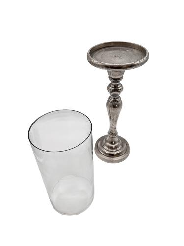 Kerzenständer aus Nickel mit Glas