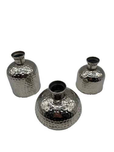 Kleines Blumenvasen-Set aus Nickel ca. Ø 8xH10 cm, Ø10,5xH11 cm, Ø9x12 cm