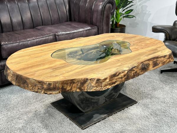 Ovaler Couchtisch Fusion 135 cm aus Holz