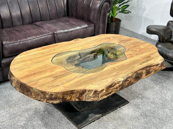 Ovaler Couchtisch Fusion 135 cm aus Holz