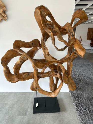 Holzskulptur Raumtrenner Teakholz