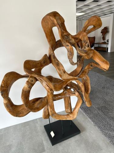 Holzskulptur Raumtrenner Teakholz