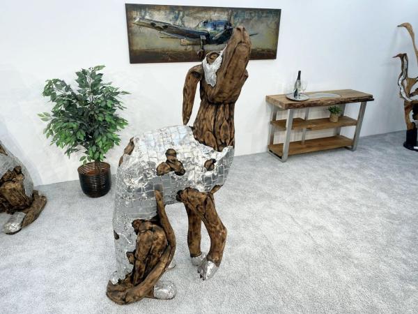 Deko Sitzender Hund 100 cm aus Holz und Aluminium