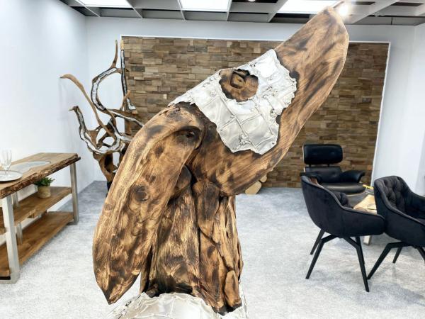 Deko Sitzender Hund 100 cm aus Holz und Aluminium