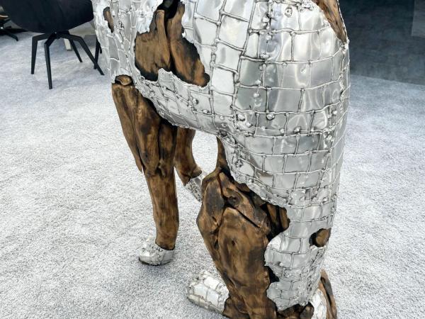 Deko Sitzender Hund 100 cm aus Holz und Aluminium