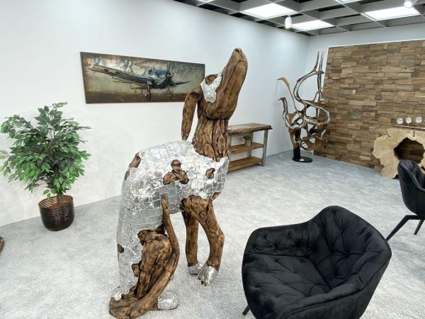 Deko Sitzender Hund 100 cm aus Holz und Aluminium