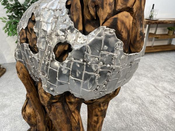 Deko Sitzender Hund 100 cm aus Holz und Aluminium