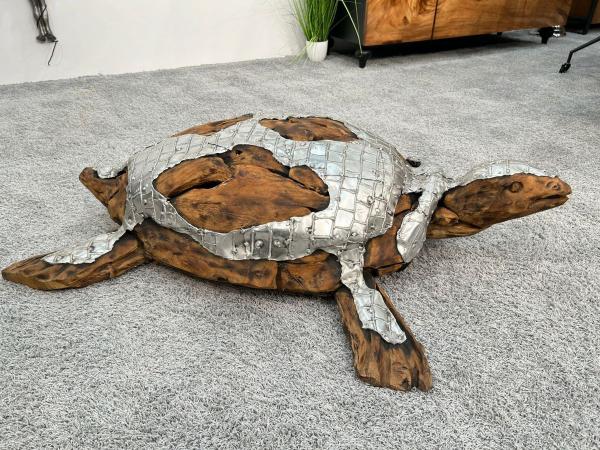 Außergewöhnliche Holzskulptur „Schildkröte“ aus Holz