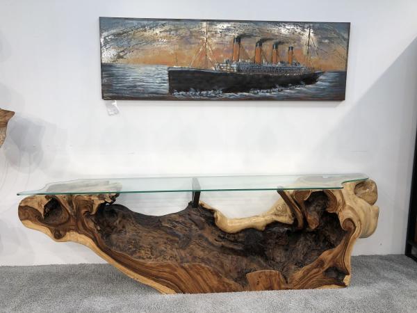 Sideboard "Suar" 245 x 44,5 x 70 cm aus einem massiven Suarholz Baumstamm