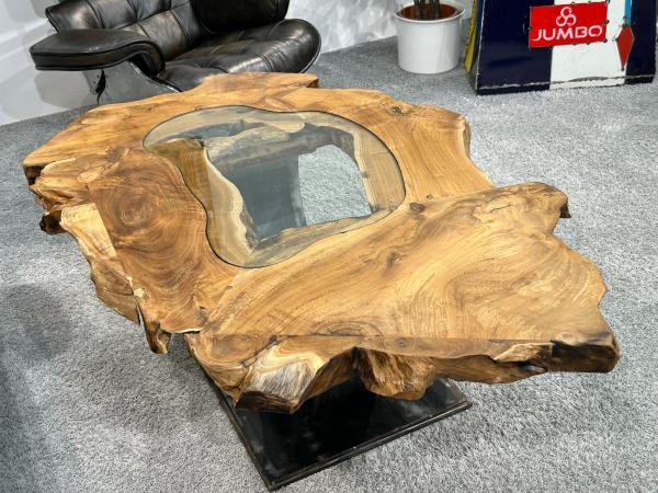 Unikat Couchtisch Baumstamm Baumscheibe Holz massiv handgearbeitet