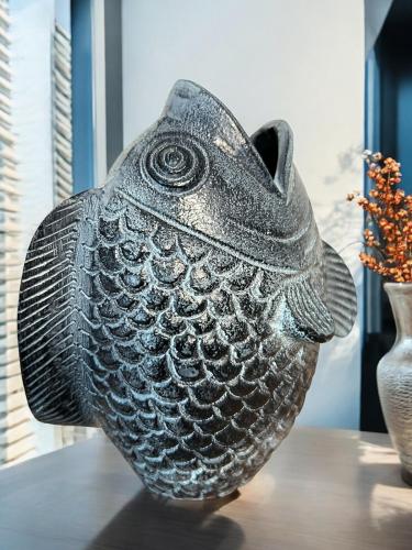 Dekofigur Fisch Vase Metalldeko