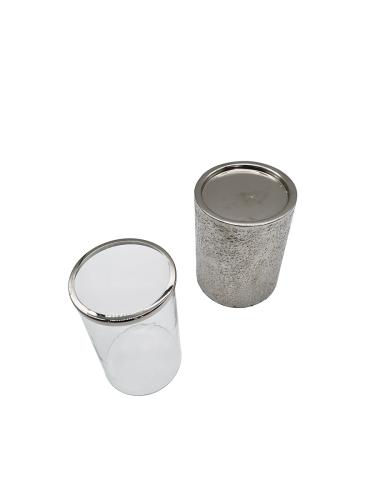 Windlicht Kerzenhalter aus Nickel und Glas