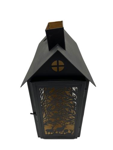 Windlicht Kerzenhalter aus schwarz lackiertem Stahl "L"