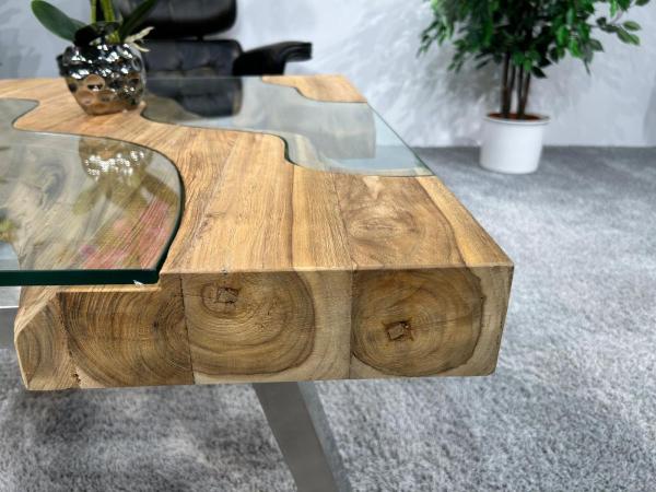 Wohnzimmertisch aus recyceltem Holz (Teak) Wild Landscape Trapez