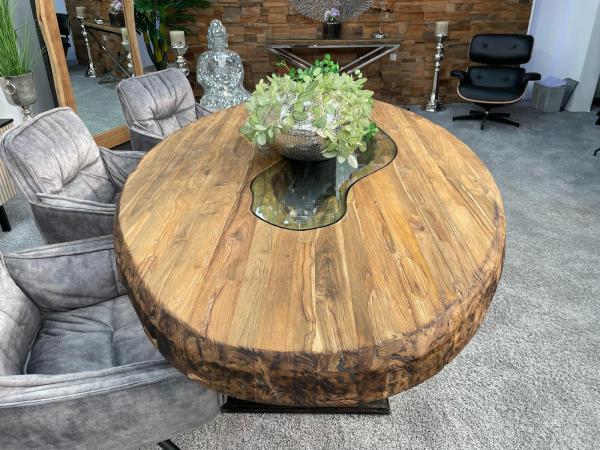 Esszimmertisch oval massiv Holz Sky Island Indutriedesign