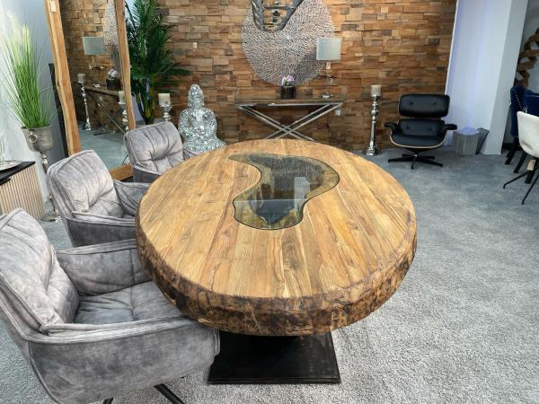 Esszimmertisch oval massiv Holz Sky Island Indutriedesign