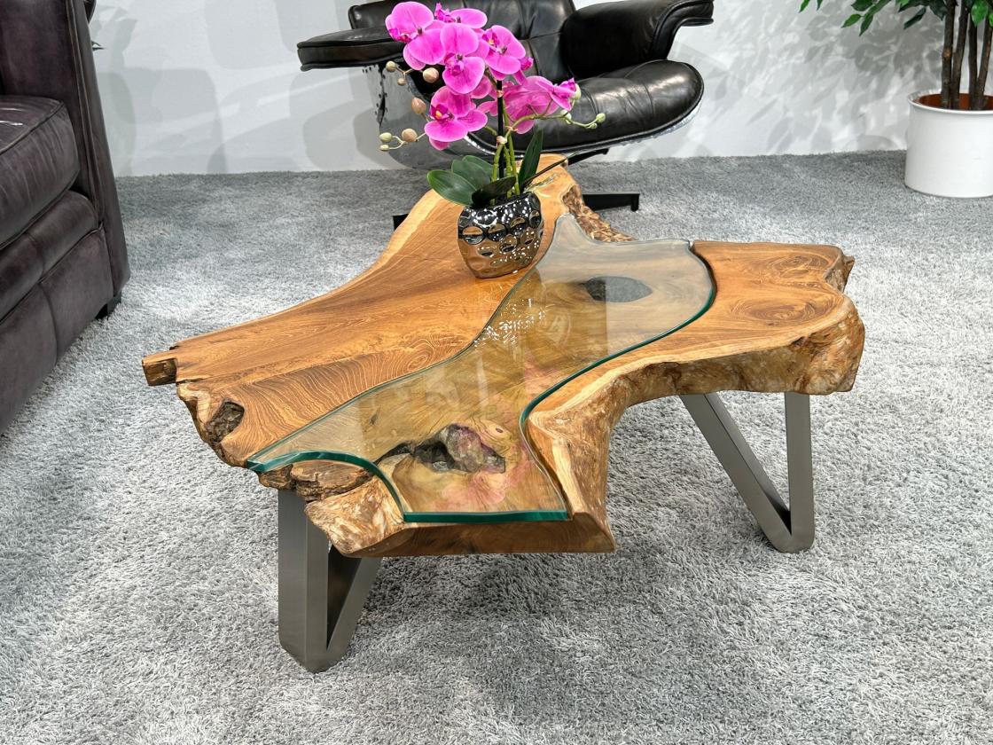 Designtisch/Couchtisch "Lakeside" aus recyceltem Holz 123 cm