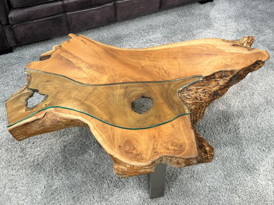 Designtisch/Couchtisch "Lakeside" aus recyceltem Holz 123 cm