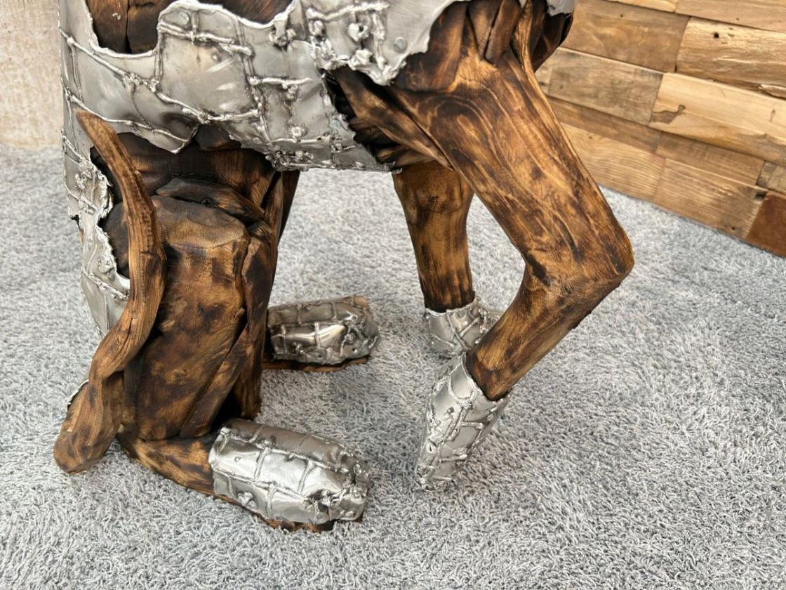 Deko Sitzender Hund 86 cm aus Holz und Aluminium