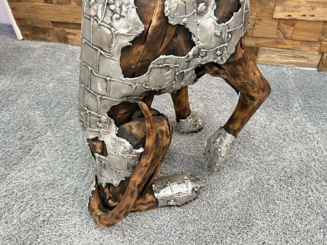 Deko Sitzender Hund 86 cm aus Holz und Aluminium