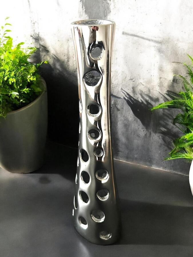 Dekovase Filippo aus Metall silber 33 cm