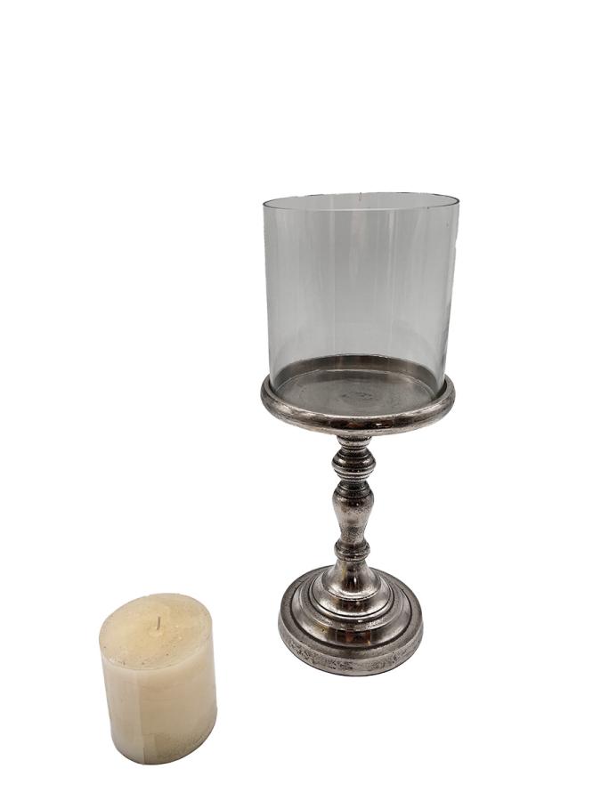 DER TISCHONKEL :: Glas Design Nickel mit Kerzenständer aus