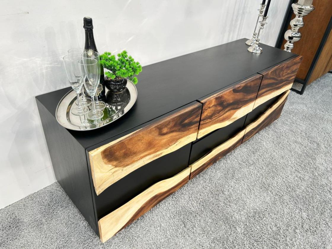 Design Sideboard/Anrichte "Black Forest" aus Altholz und Suarholz 160 cm