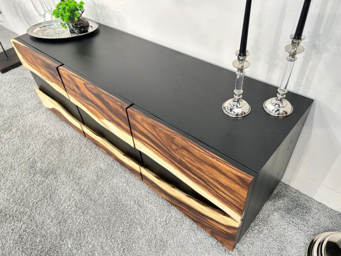 Design Sideboard/Anrichte "Black Forest" aus Altholz und Suarholz 160 cm