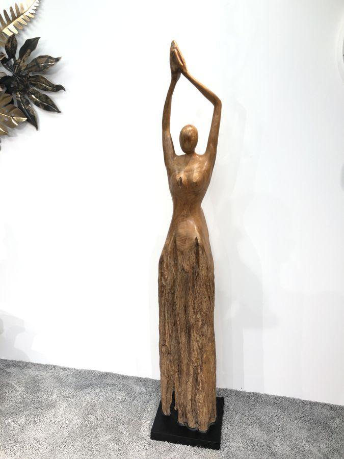 Dekoration Aufsteller "Geschnitzter Figur" aus einem Teak Baumstamm ca. H185 x B35 x T35 cm