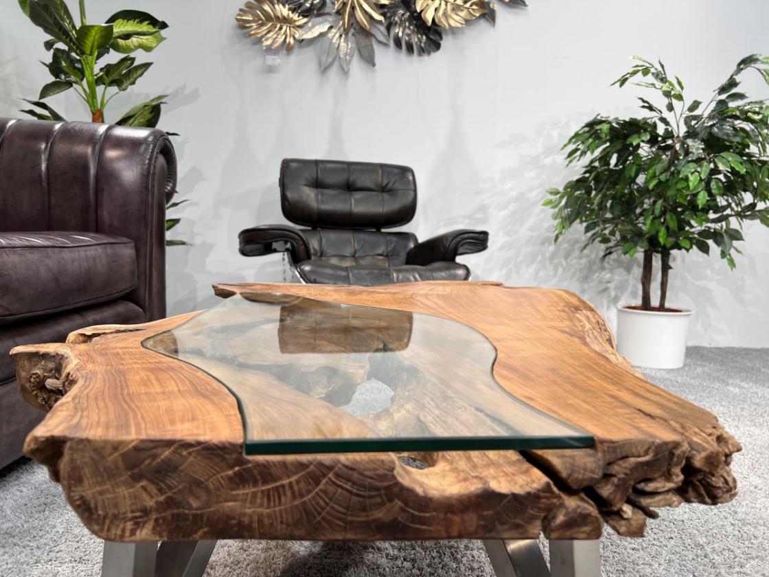 Designtisch/Couchtisch "Lakeside" aus recyceltem Holz 123 cm