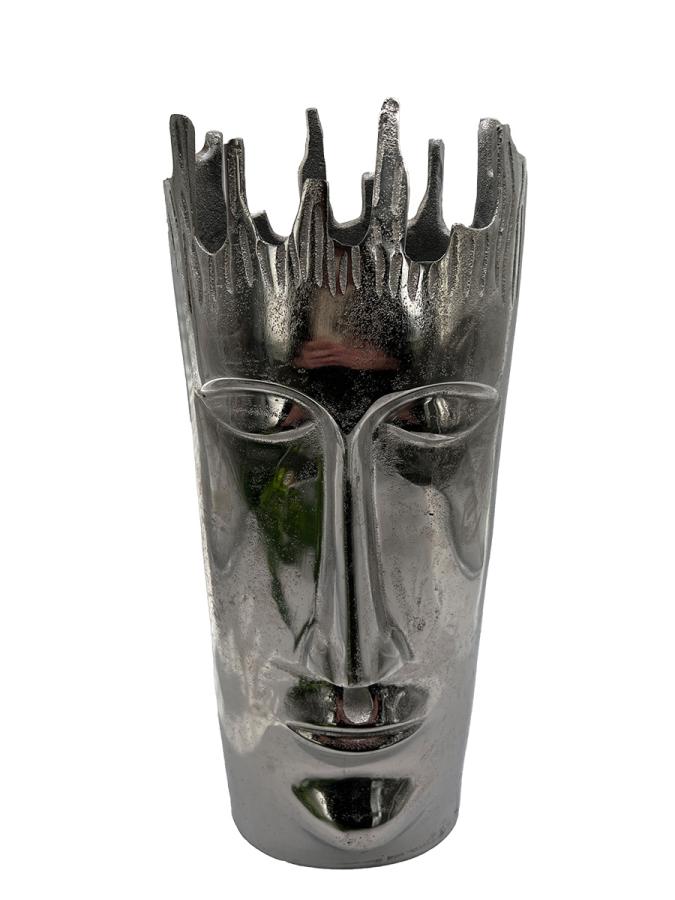 Edle Blumenvase "Gesicht" aus Nickel