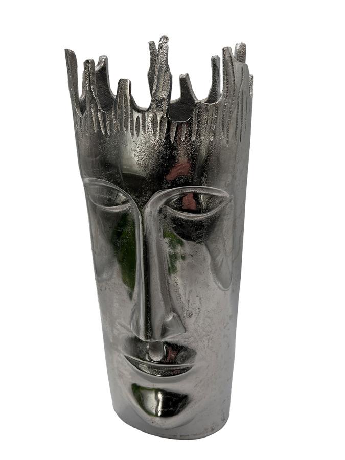 Edle Blumenvase "Gesicht" aus Nickel