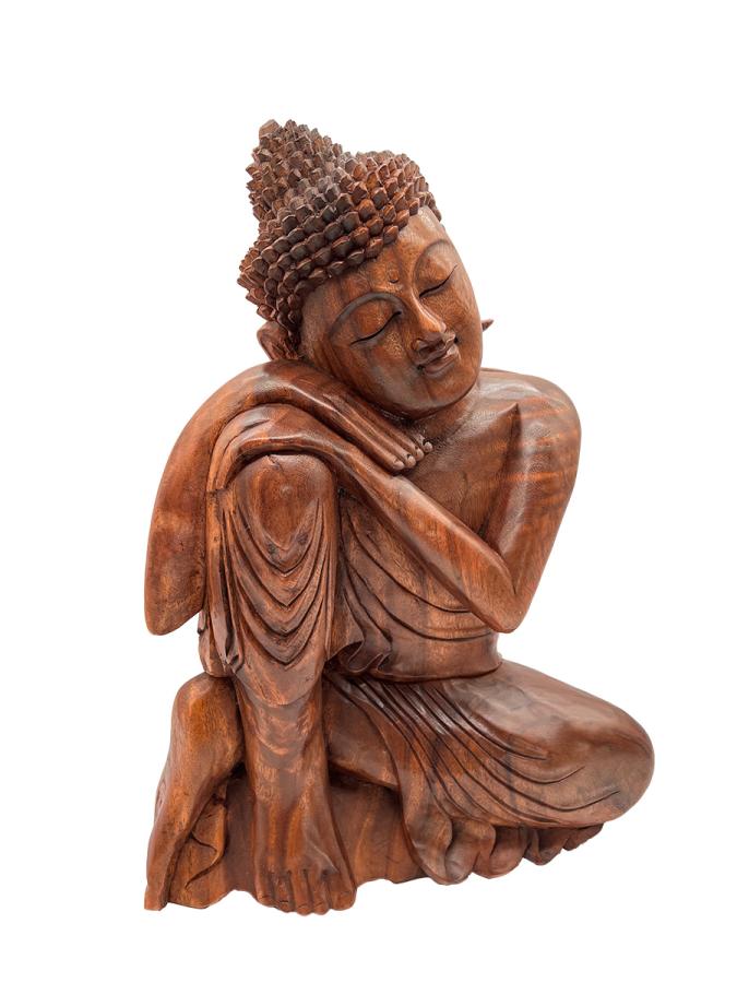 Handgeschnitzte Deko-Skulptur Buddha XL aus Massivholz