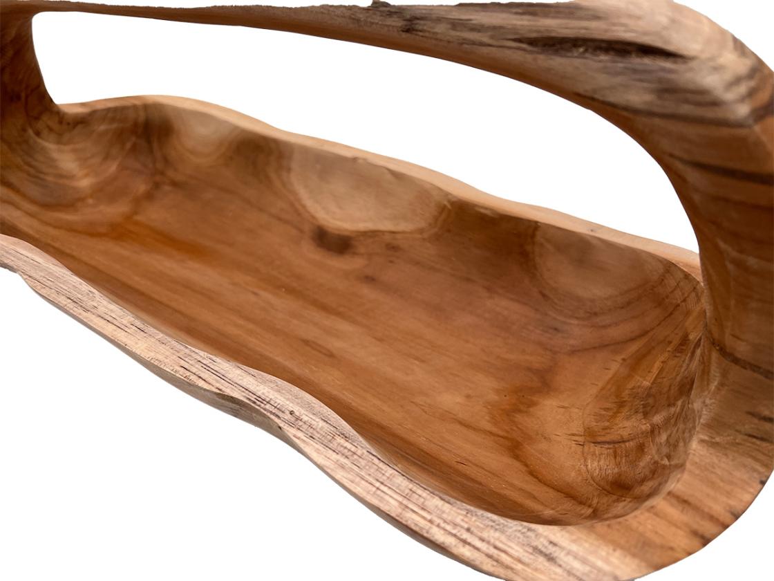 Handgeschnitzte Dekoration aus Holz Tischschale mit Griff