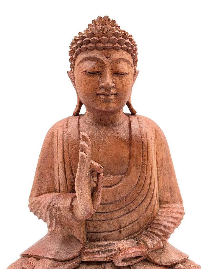 Handgeschnitzte Holzfigur Meditierender Buddha M