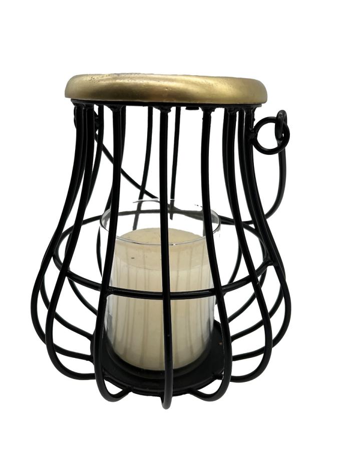 Kerzenhalter mit Griff aus schwarz lackiertem Stahl S