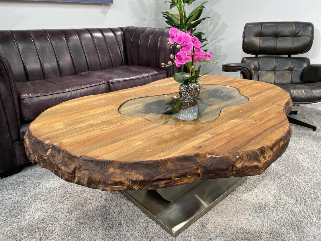 Massivholz Couchtisch Fusion aus Holz