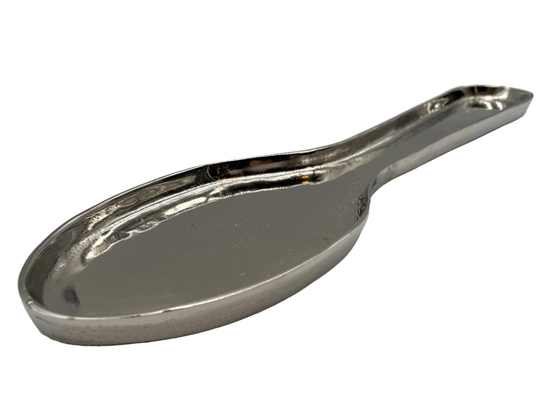 Serviertablett in Löffelform aus Nickel