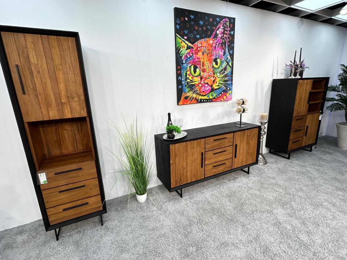 Sideboard aus Massivholz "KANA"mit 3 Schubladen und 2 Türen, ca. 160 x 45 x 80 cm