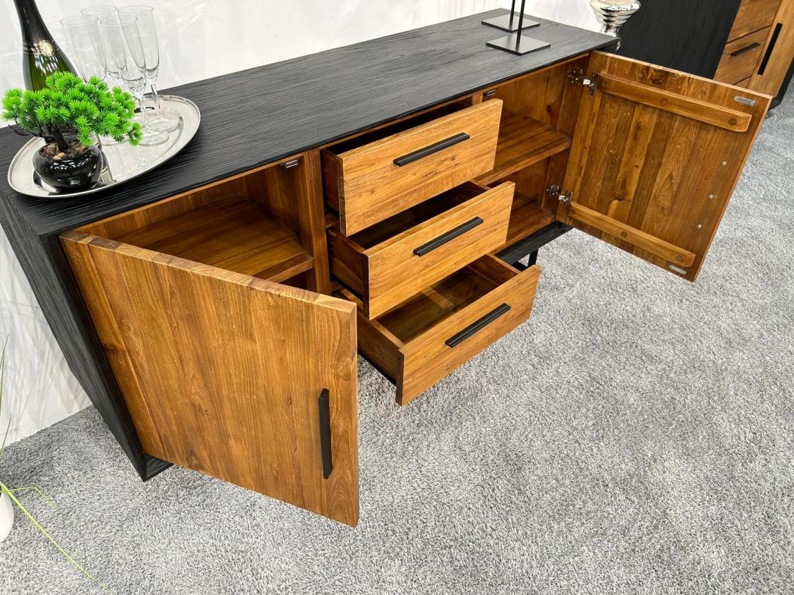 Sideboard aus Massivholz "KANA"mit 3 Schubladen und 2 Türen, ca. 160 x 45 x 80 cm