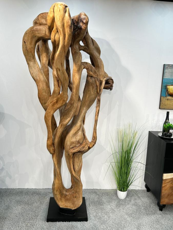 Holzskulptur Raumtrenner Teakholz