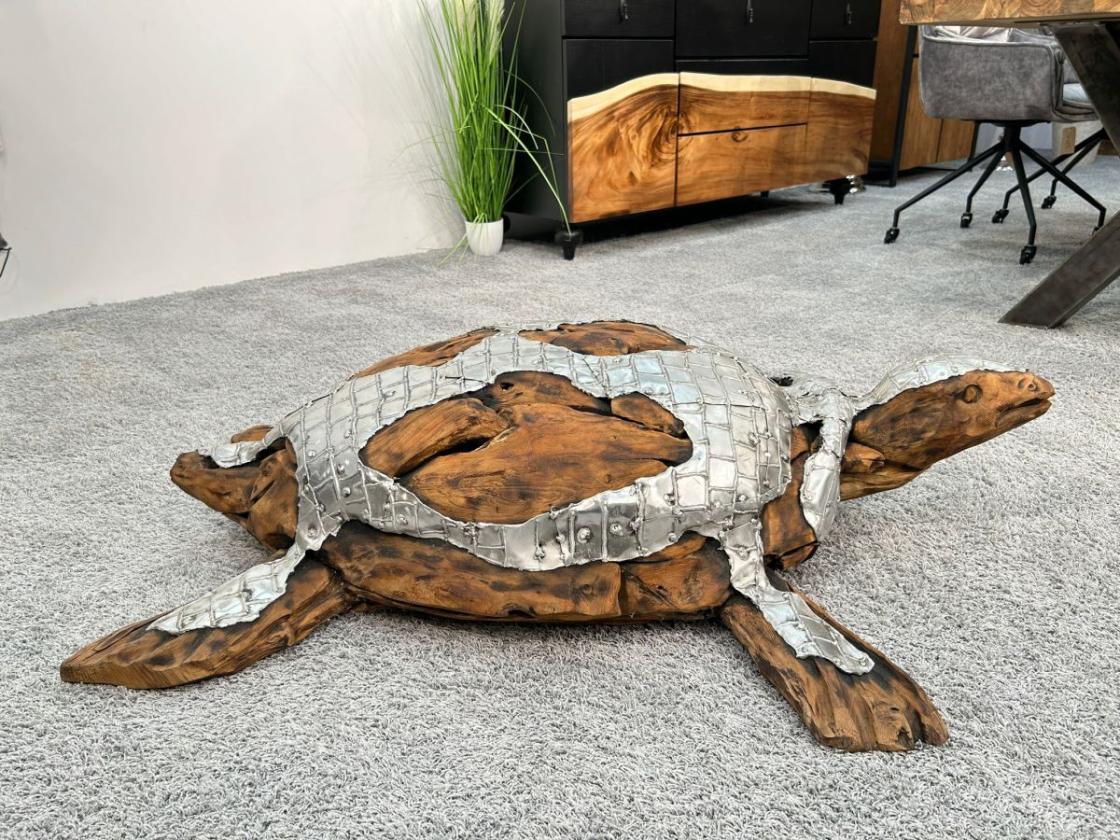 Außergewöhnliche Holzskulptur „Schildkröte“ aus Holz